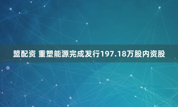 盟配资 重塑能源完成发行197.18万股内资股