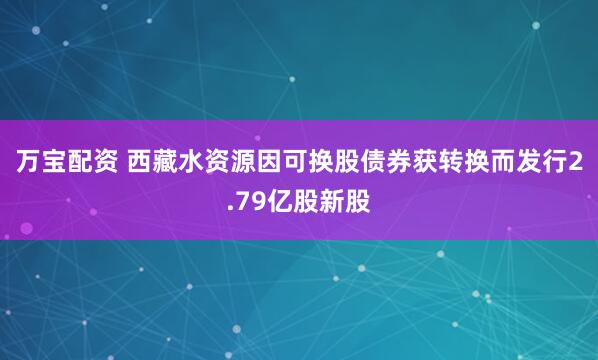 万宝配资 西藏水资源因可换股债券获转换而发行2.79亿股新股